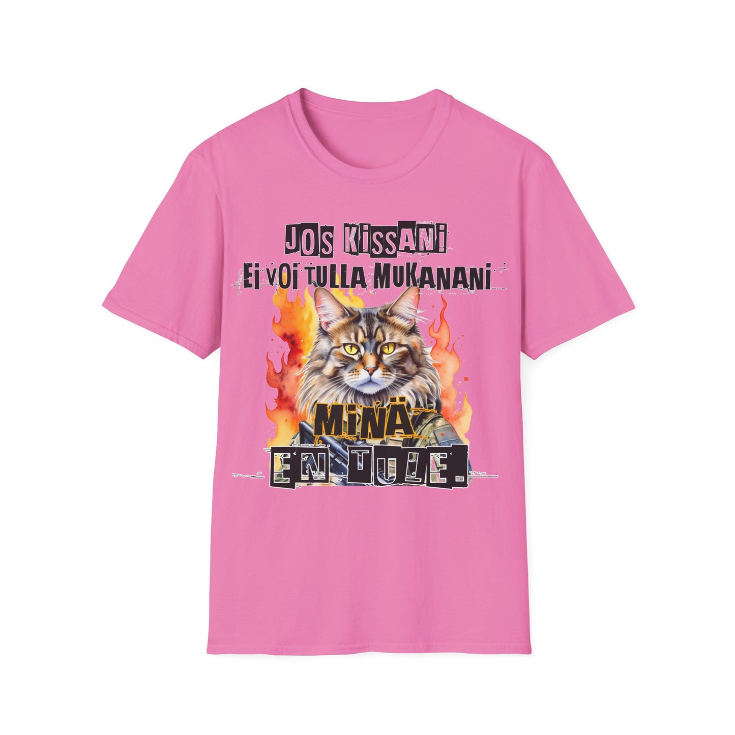 T-Paita - jos kissani ei voi tulla, minä en tule, maine coon military