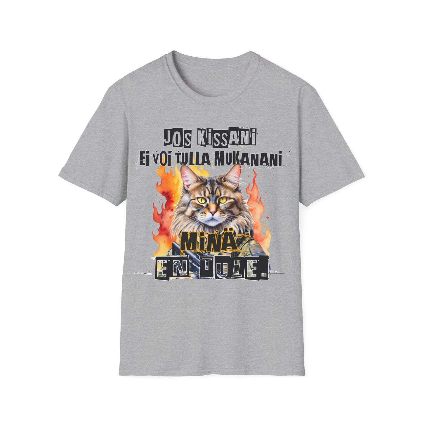 T-Paita - jos kissani ei voi tulla, minä en tule, maine coon military