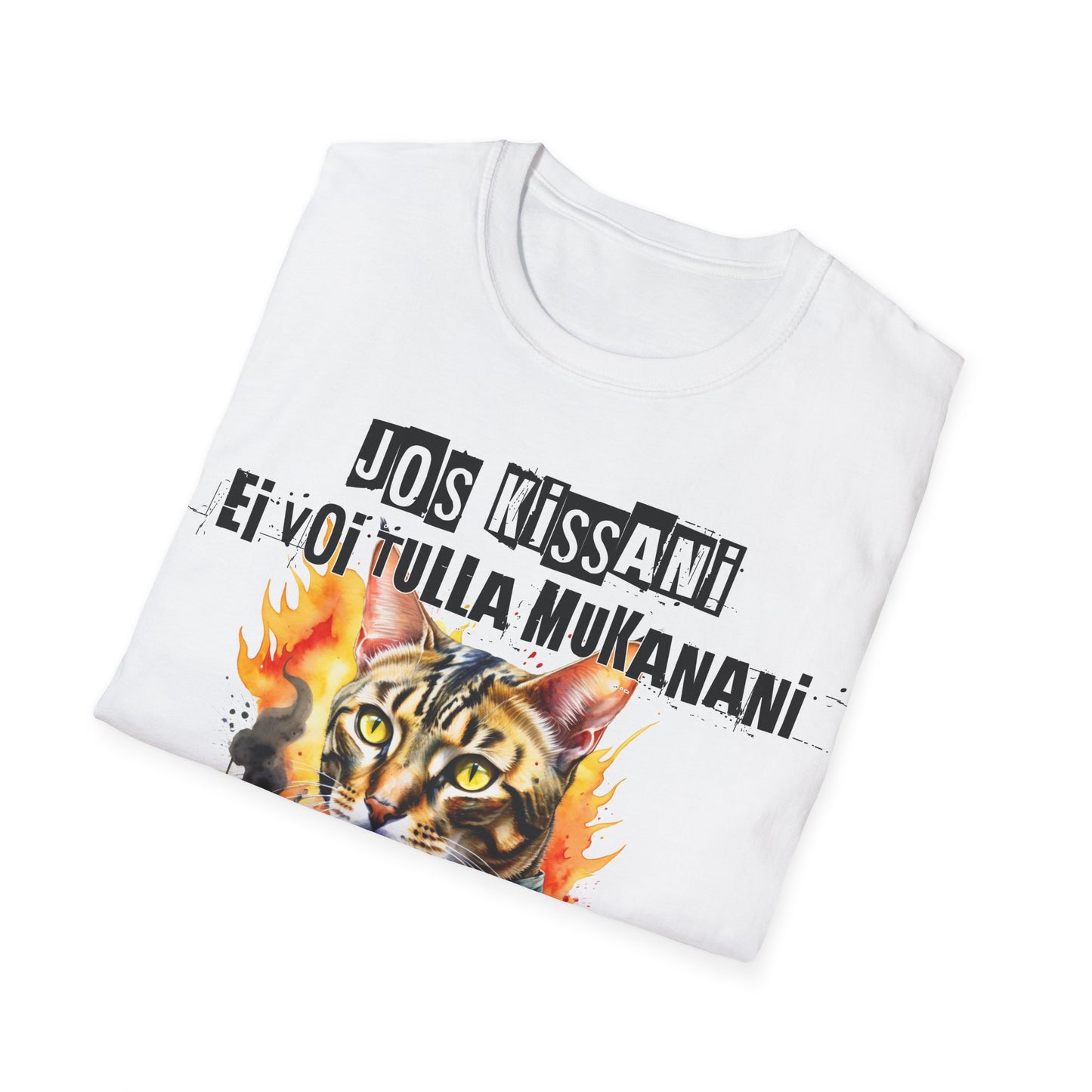 T-Paita - jos kissani ei voi tulla, minä en tule, tabby raitakissa camotakissa