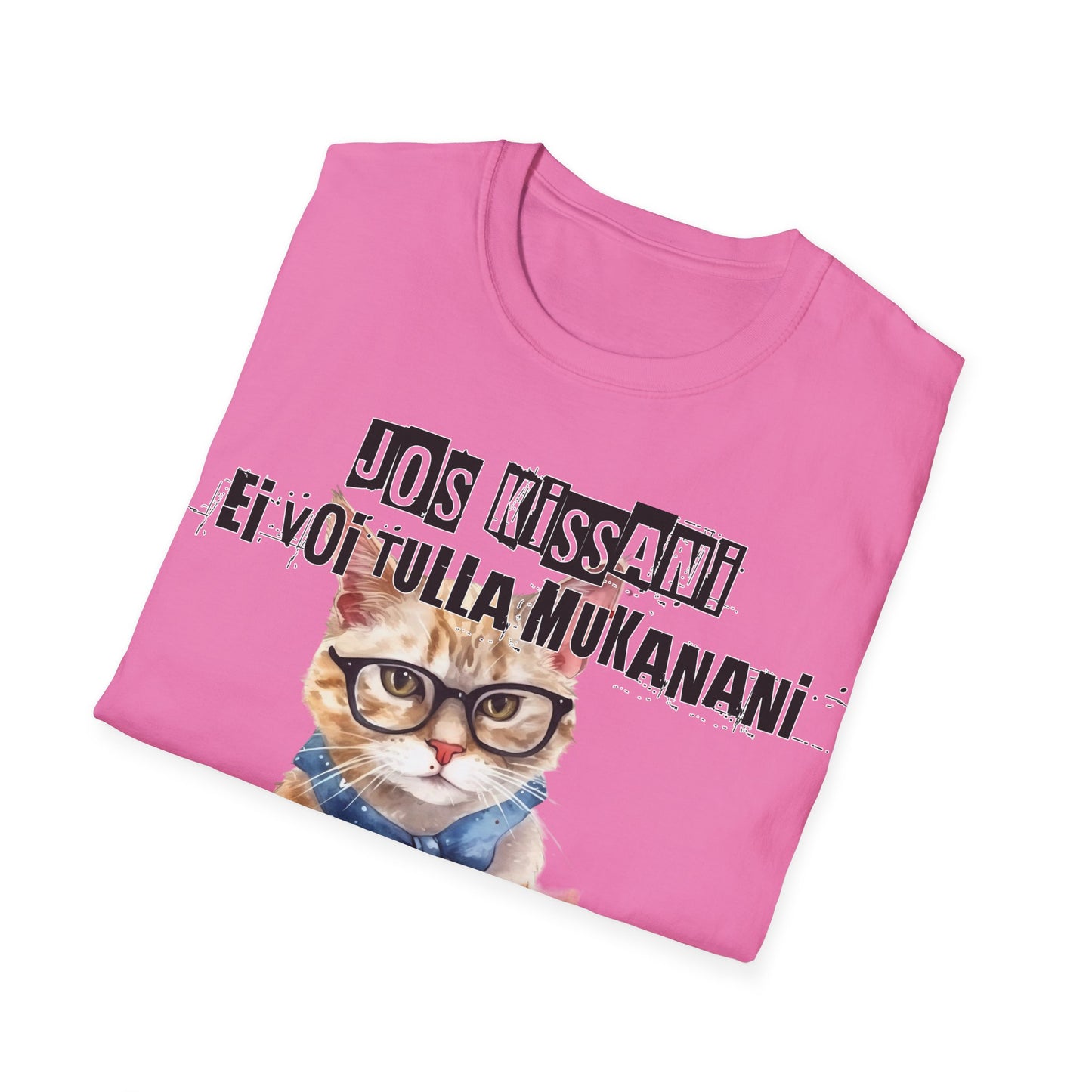 T-Paita - jos kissani ei voi tulla, minä en tule, kotikissa ja kahvikuppi