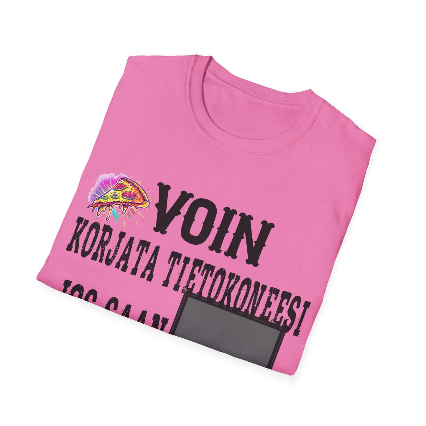 T-Paita - voin korjata tietokoneesi, jos saan pizzaa