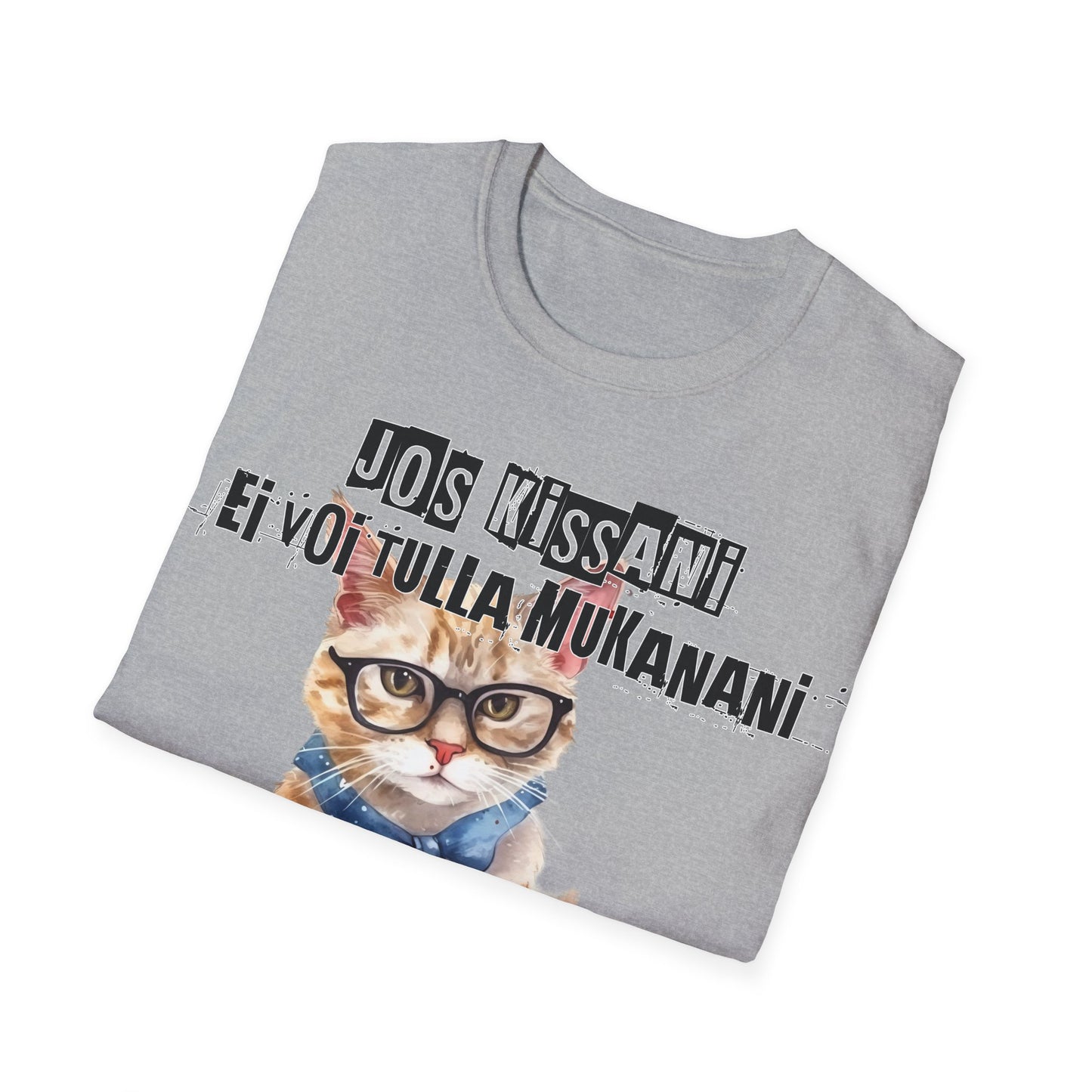 T-Paita - jos kissani ei voi tulla, minä en tule, kotikissa ja kahvikuppi