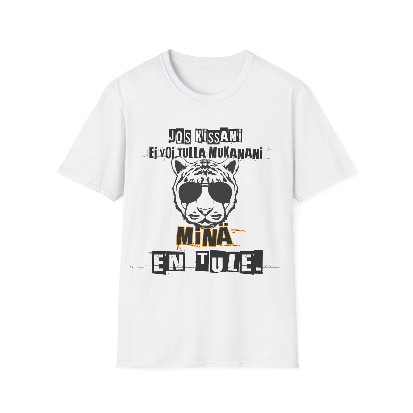 T-Paita - jos kissani ei voi tulla, minä en tule, tiikeri ja aurinkolasit