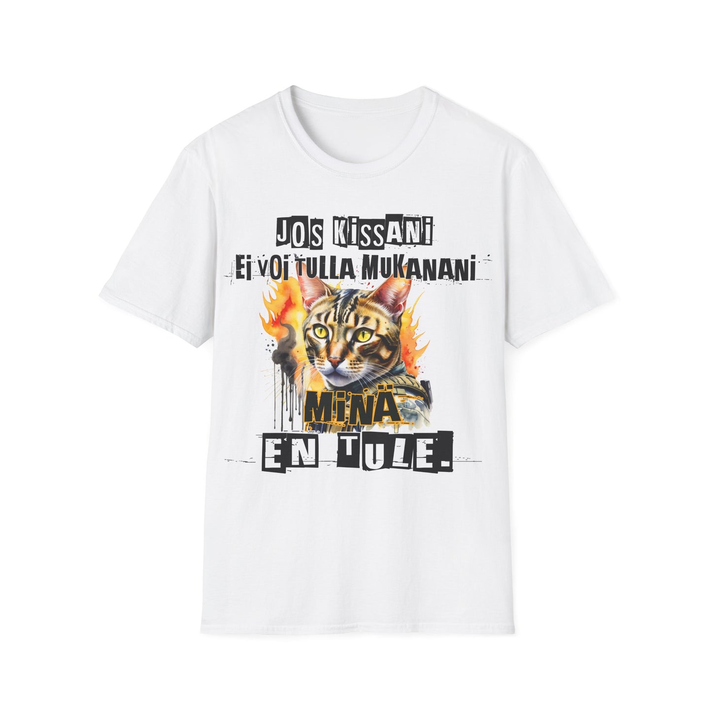 T-Paita - jos kissani ei voi tulla, minä en tule, tabby raitakissa camotakissa