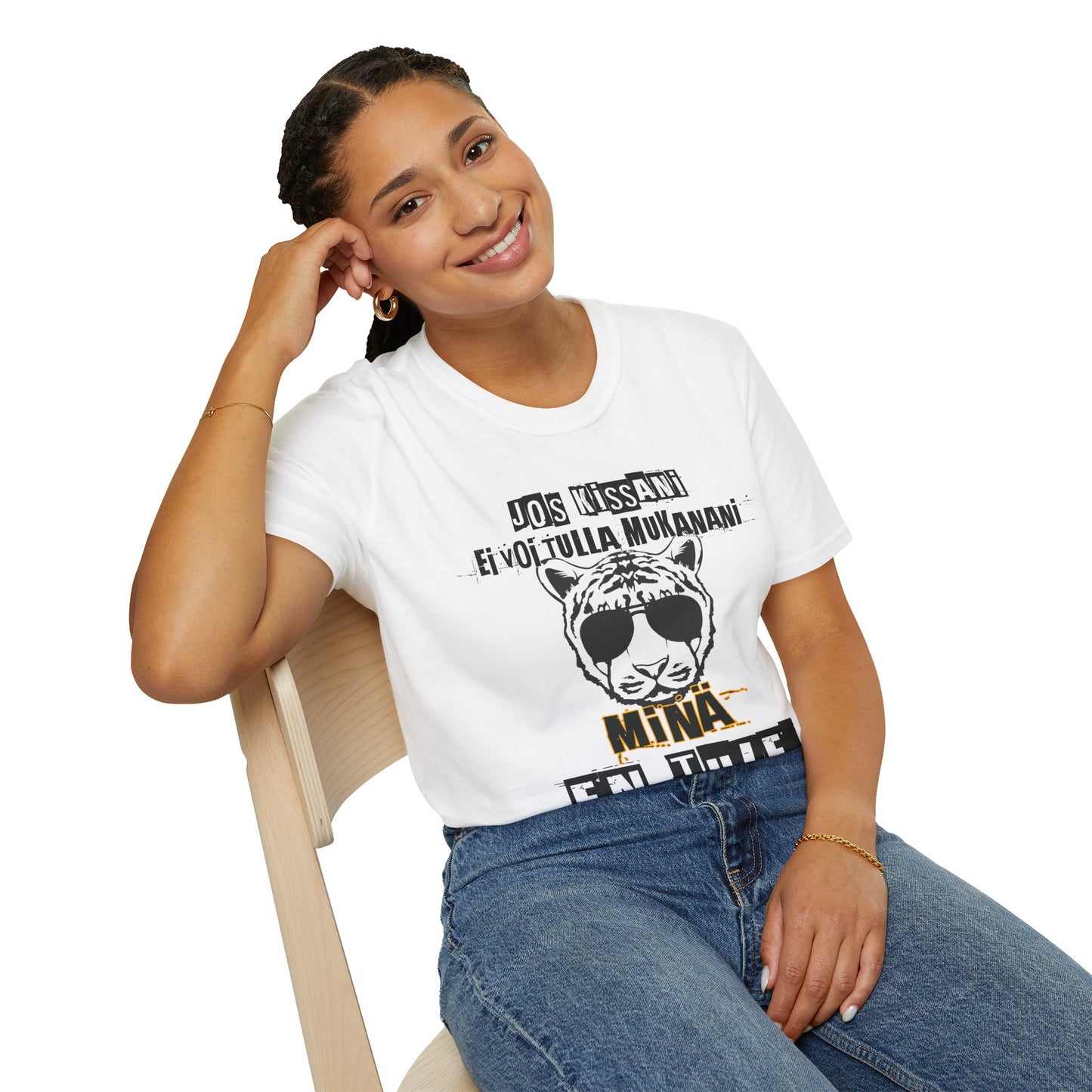 T-Paita - jos kissani ei voi tulla, minä en tule, tiikeri ja aurinkolasit