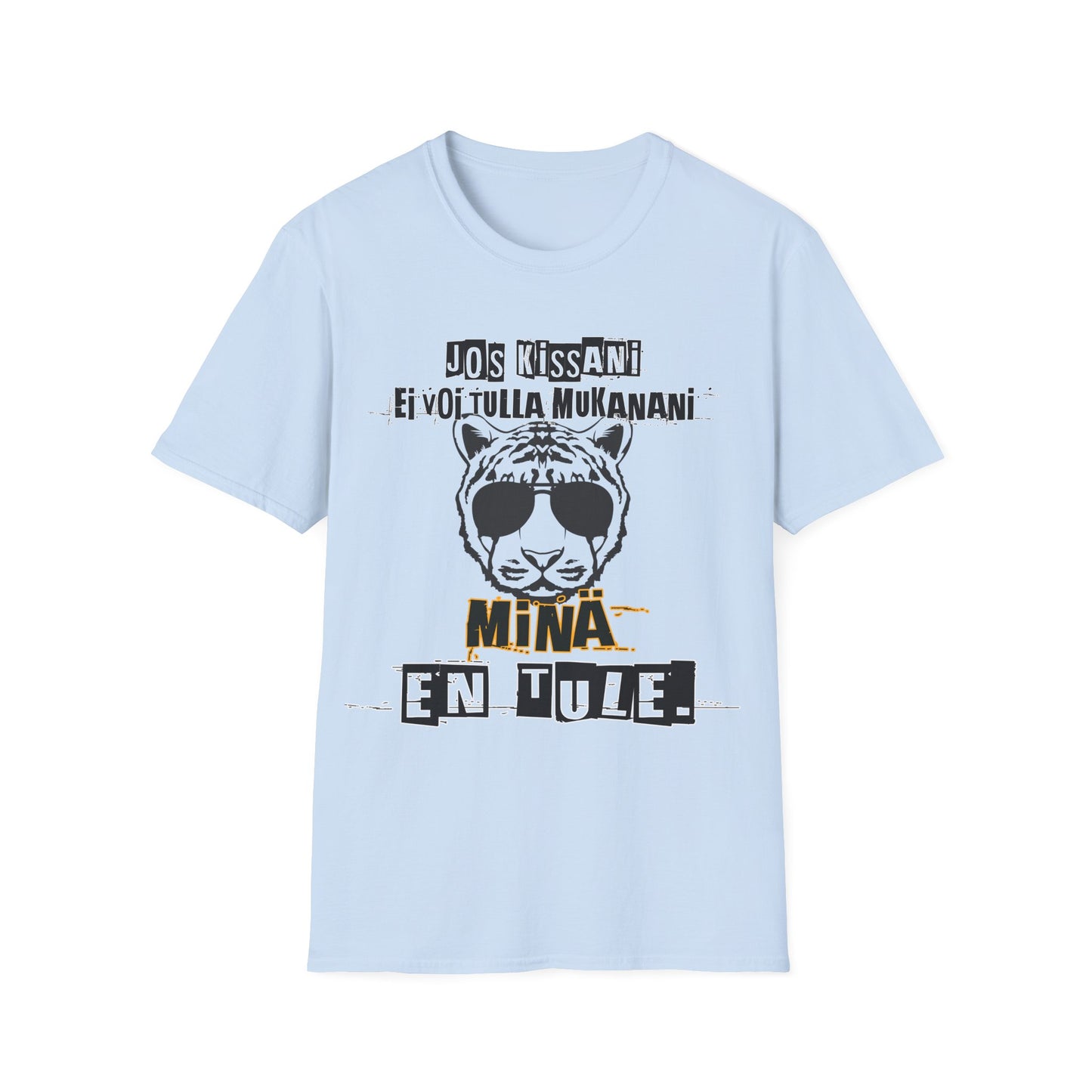 T-Paita - jos kissani ei voi tulla, minä en tule, tiikeri ja aurinkolasit