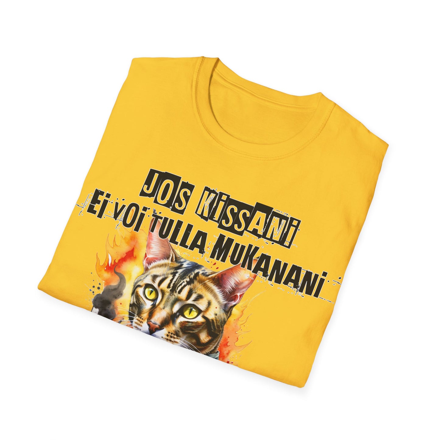 T-Paita - jos kissani ei voi tulla, minä en tule, tabby raitakissa camotakissa