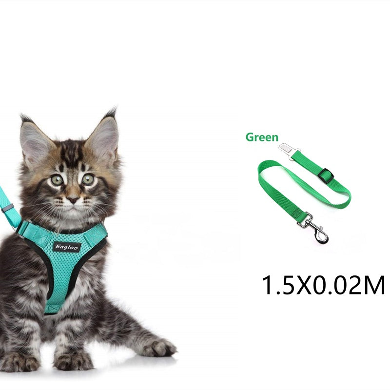 Escape Proof Cat Vest Harness ja auton turvavyöadapteri