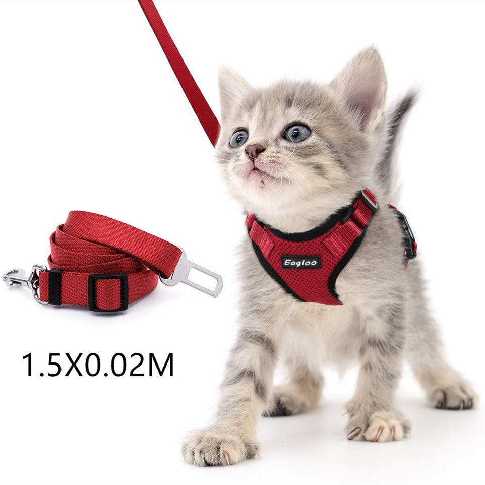Escape Proof Cat Vest Harness ja auton turvavyöadapteri