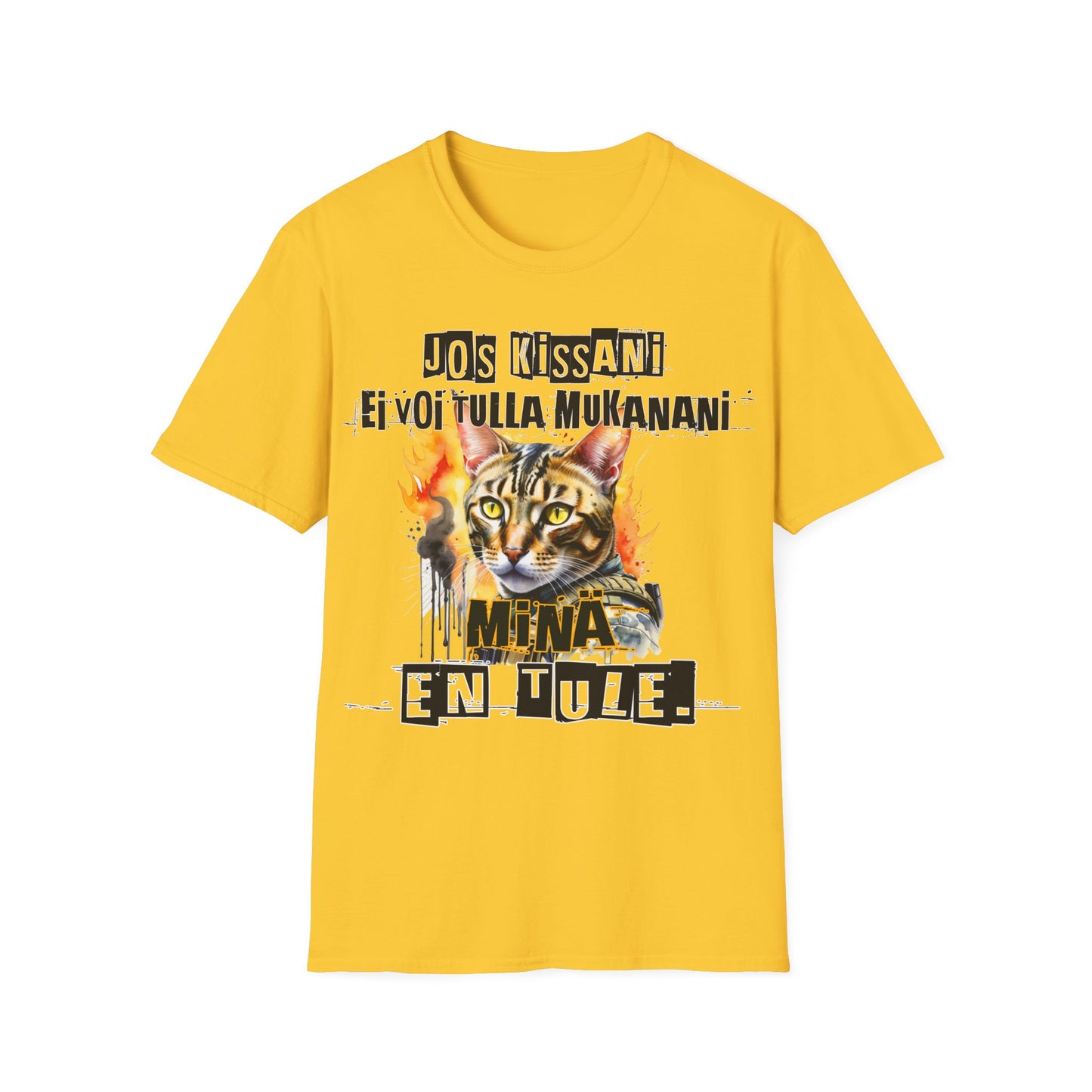 T-Paita - jos kissani ei voi tulla, minä en tule, tabby raitakissa camotakissa