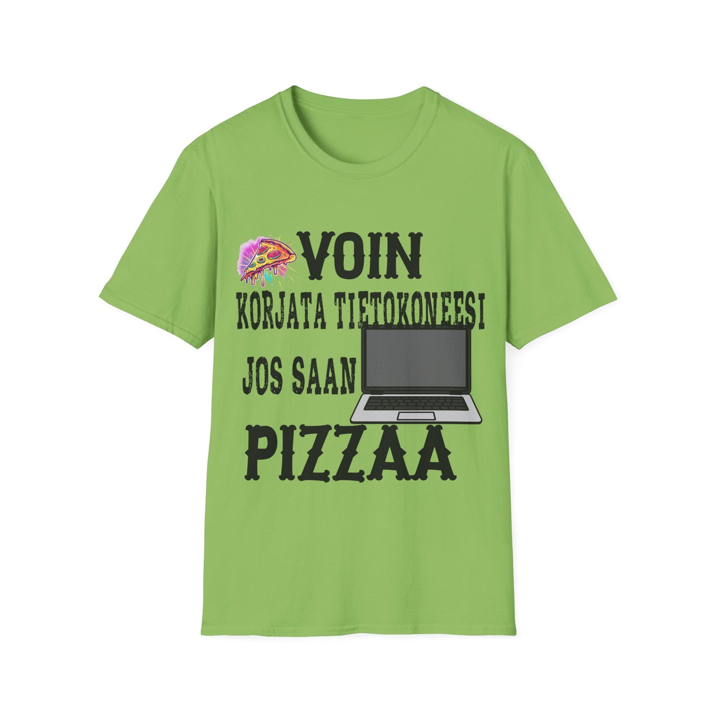 T-Paita - voin korjata tietokoneesi, jos saan pizzaa