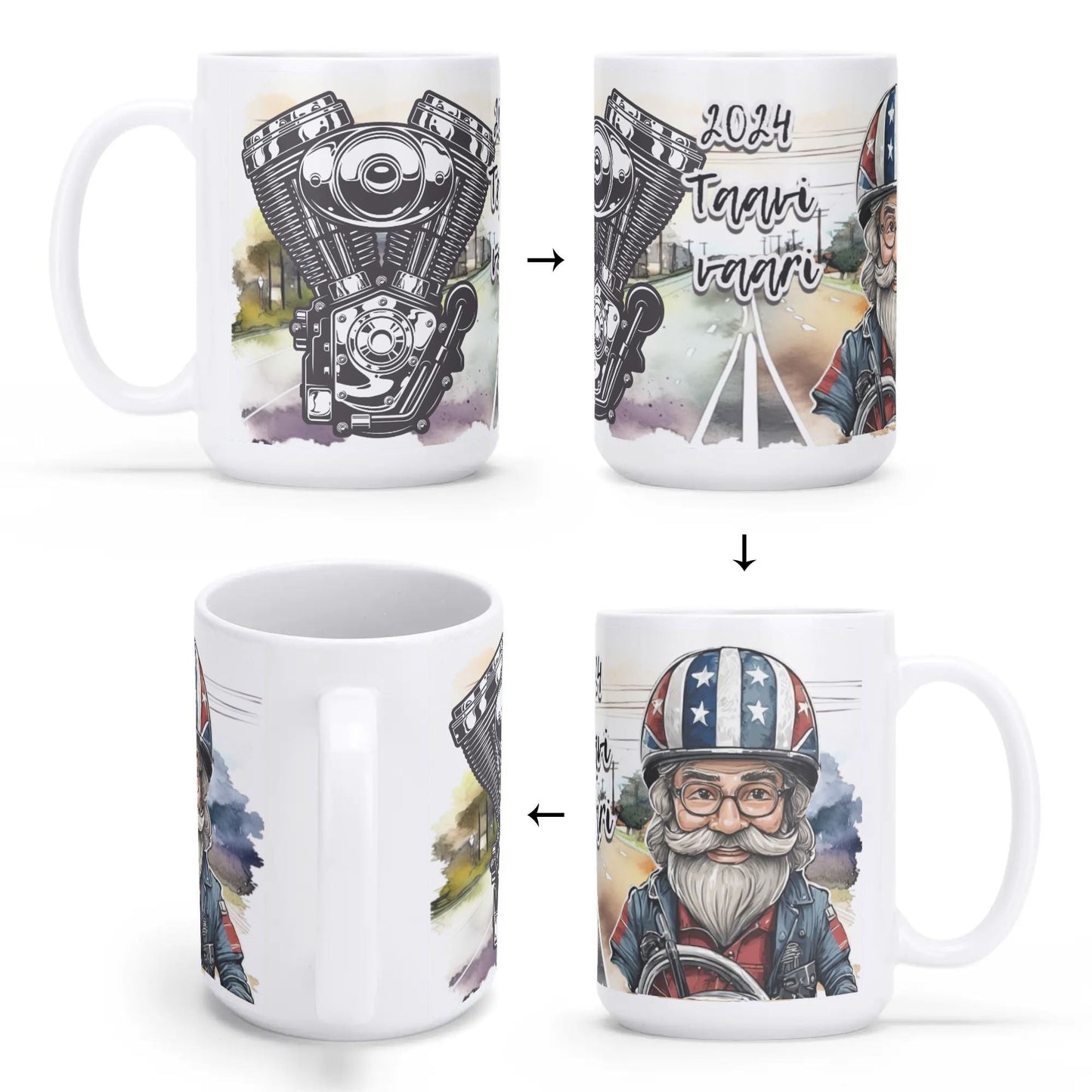 HELLLIVE muki from Lieto - kylätie + motoristi ja vaikk mopon kuva sekä sun teksti