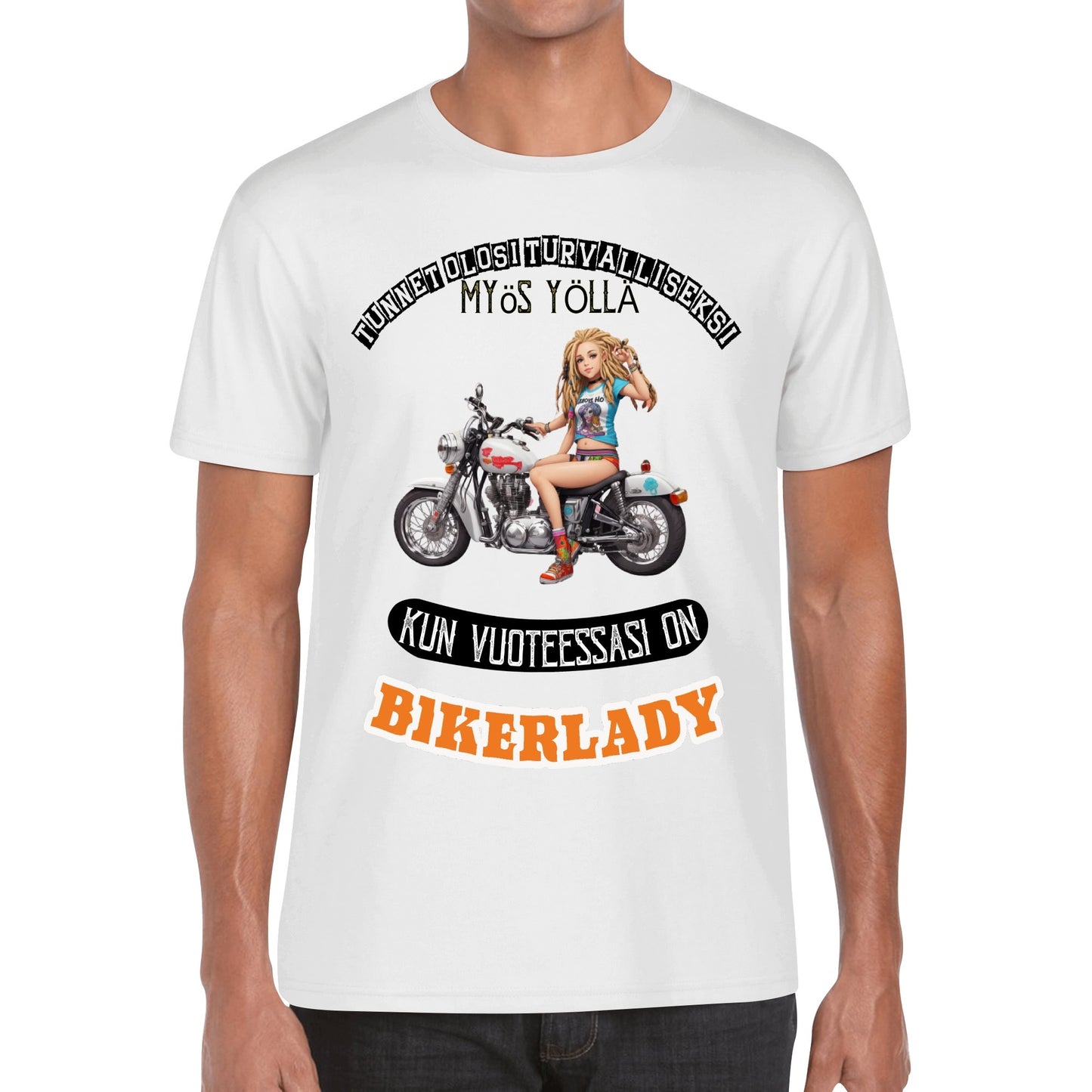 Muokkaa itse - Miesten puuvilla t-paita: printit ees ja takana kans