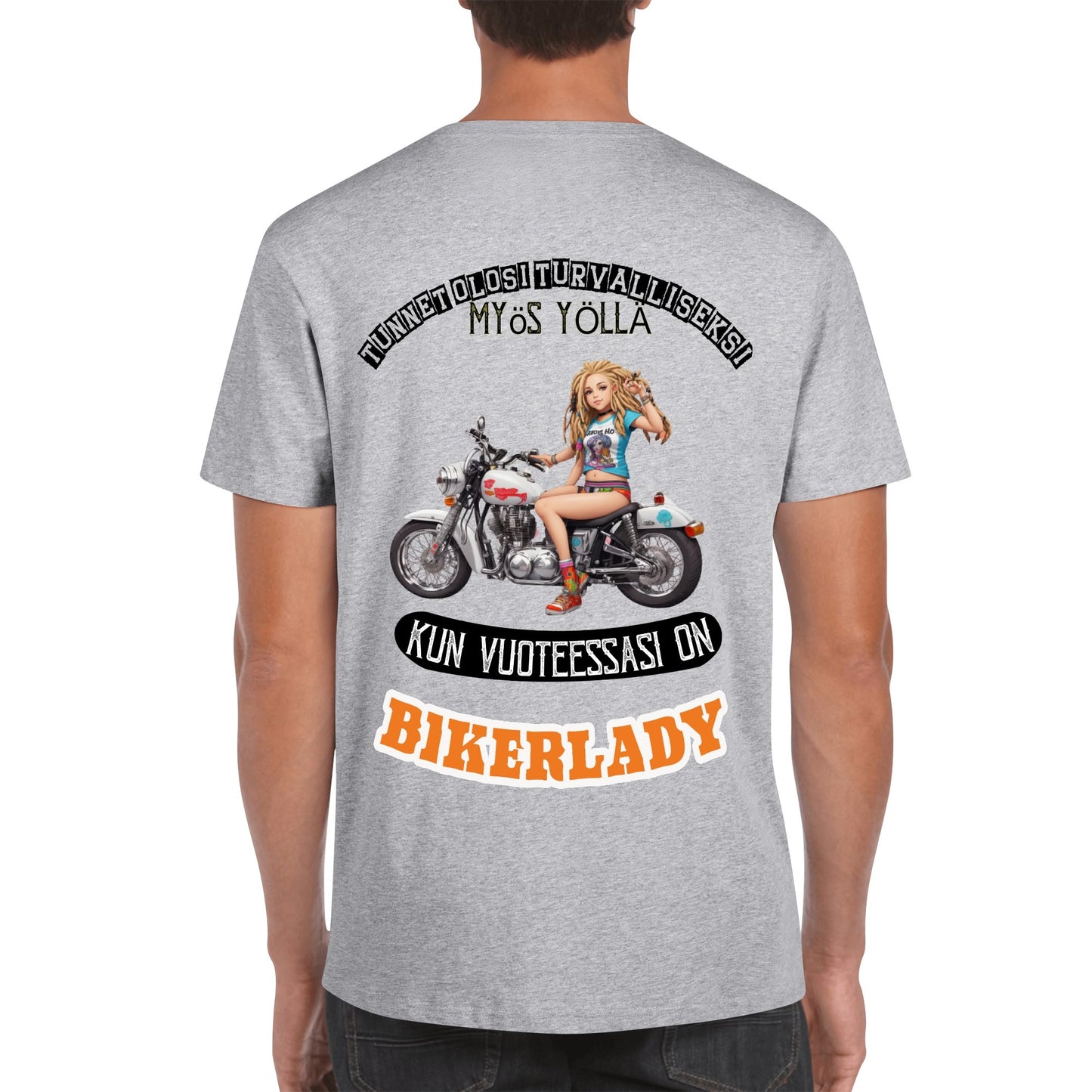 Muokkaa itse - Miesten puuvilla t-paita: printit ees ja takana kans