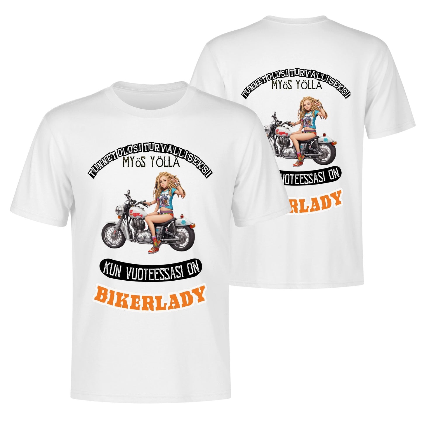 Muokkaa itse - Miesten puuvilla t-paita: printit ees ja takana kans