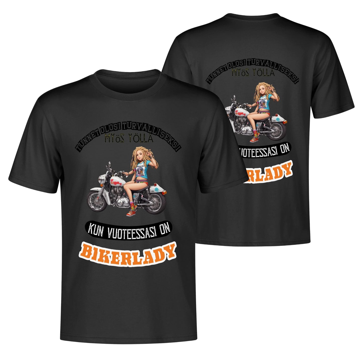 Muokkaa itse - Miesten puuvilla t-paita: printit ees ja takana kans