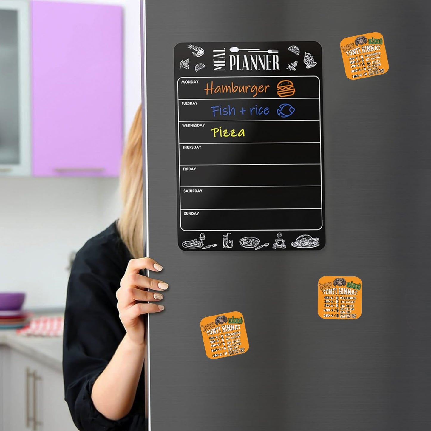 Helvetin näppärät magneettikuvat – oma tuntitaksa jääkaapin oveen! 4 Pcs from Lieto