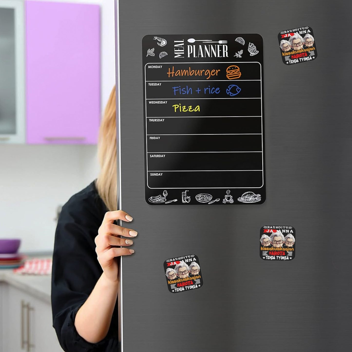 Tuunaa sun jääkaappi – kovaa muovia 4 kpl magneettikuvapaketti from lieto!