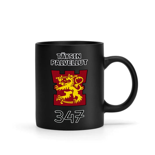 muokkaa teksti SUOMEN ARMEIJAN ASELAJIT, Intti, musta muki, MILITARY suomi, muki,