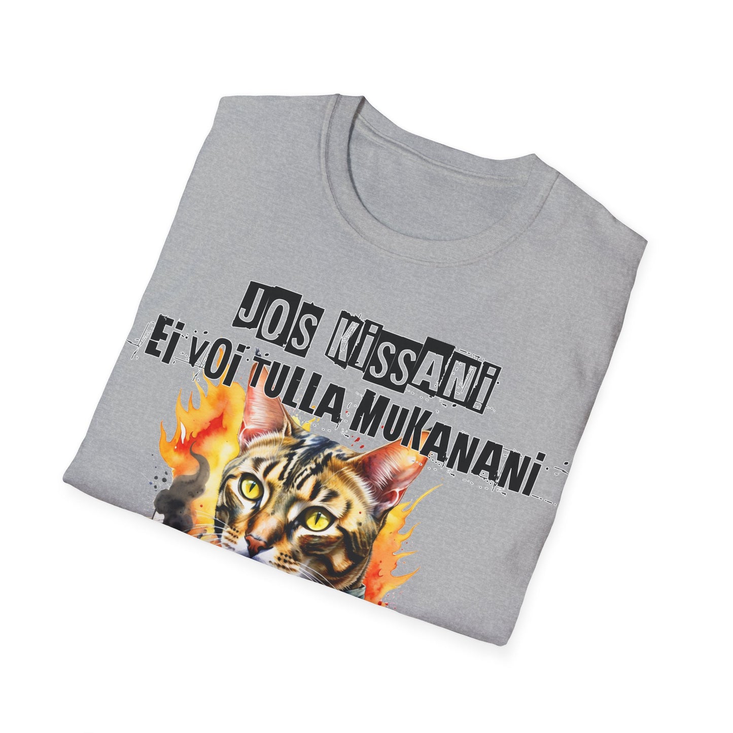 T-Paita - jos kissani ei voi tulla, minä en tule, tabby raitakissa camotakissa