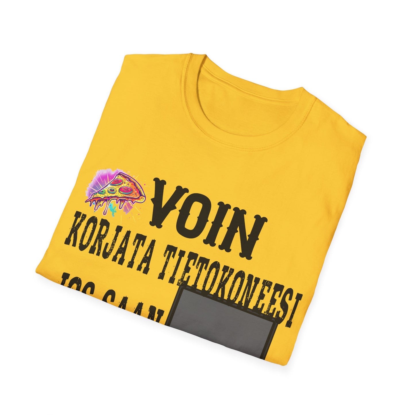 T-Paita - voin korjata tietokoneesi, jos saan pizzaa