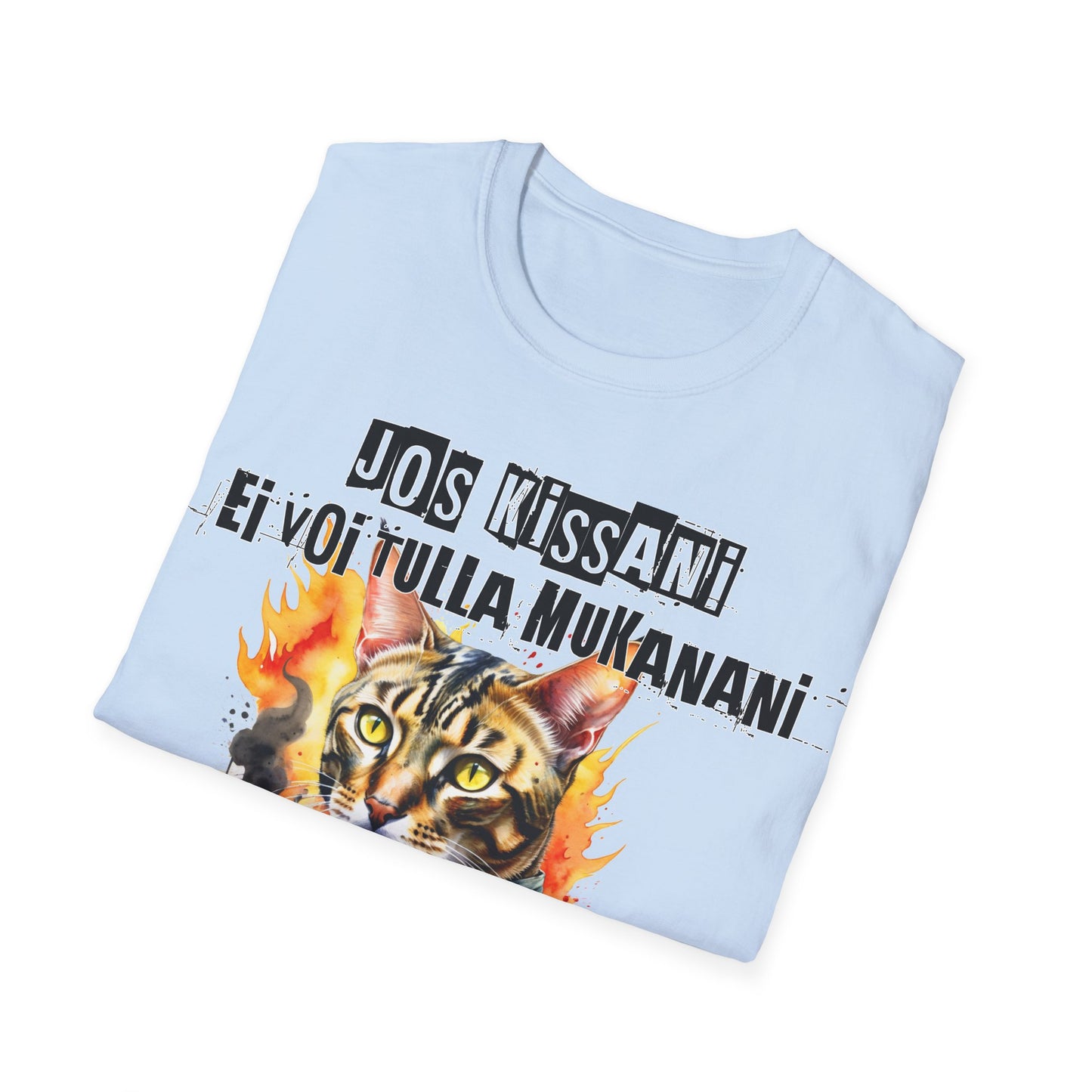 T-Paita - jos kissani ei voi tulla, minä en tule, tabby raitakissa camotakissa