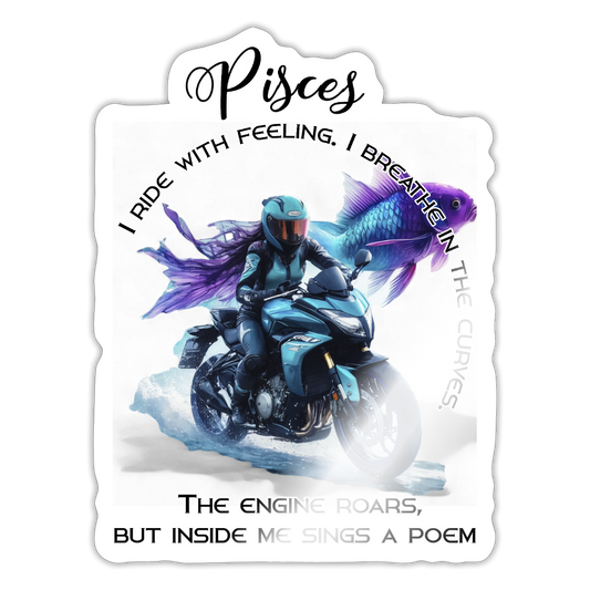 kutakala kalat horoskooppi biker-tarra Tarra - valkoinen kiiltävä