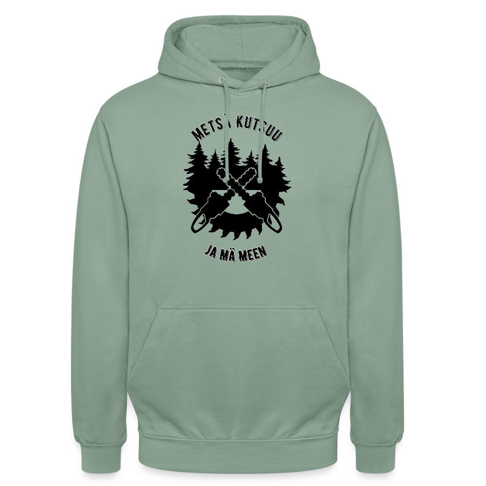 Huppari ”unisex” metsä kutsuu ja mä meen - harmaanvihreä