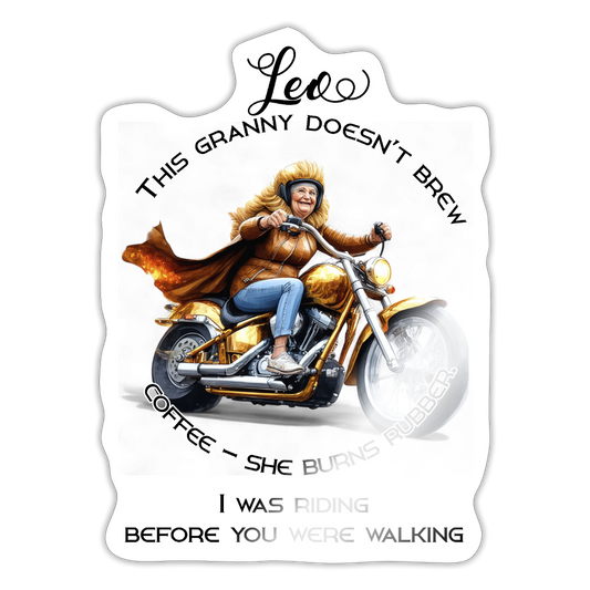 Lejona Leo  motoristi mummo polttaa kumia Tarra - valkoinen kiiltävä