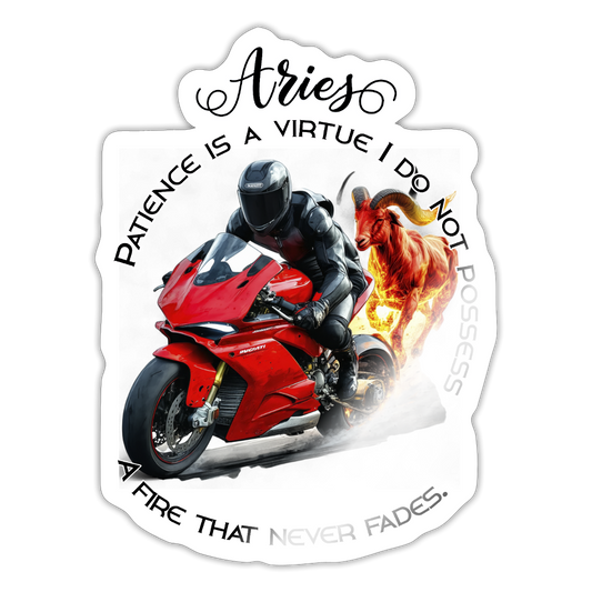 Aries eli Oinas - Tulenjumala Ducati-bikerin horoskooppi, - Tarra - valkoinen kiiltävä