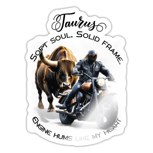 Härkä prätkän vierel ja kuskina kans  - Tarra - valkoinen kiiltävä