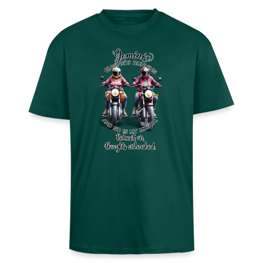 Paksu Oversized T-paita unisex kaksoset - hunter green