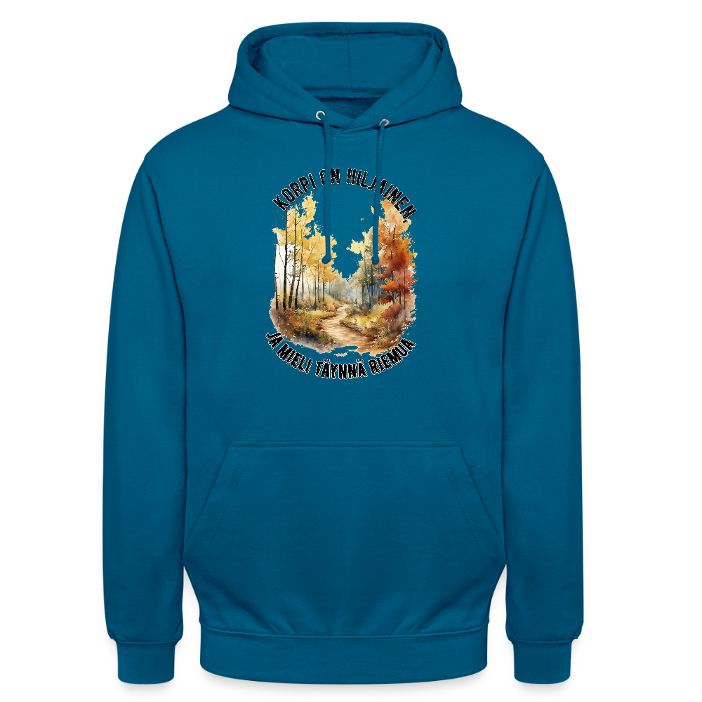 Huppari ”unisex” korpi on hiljainen ja mieli täynnä riemua - meren sininen