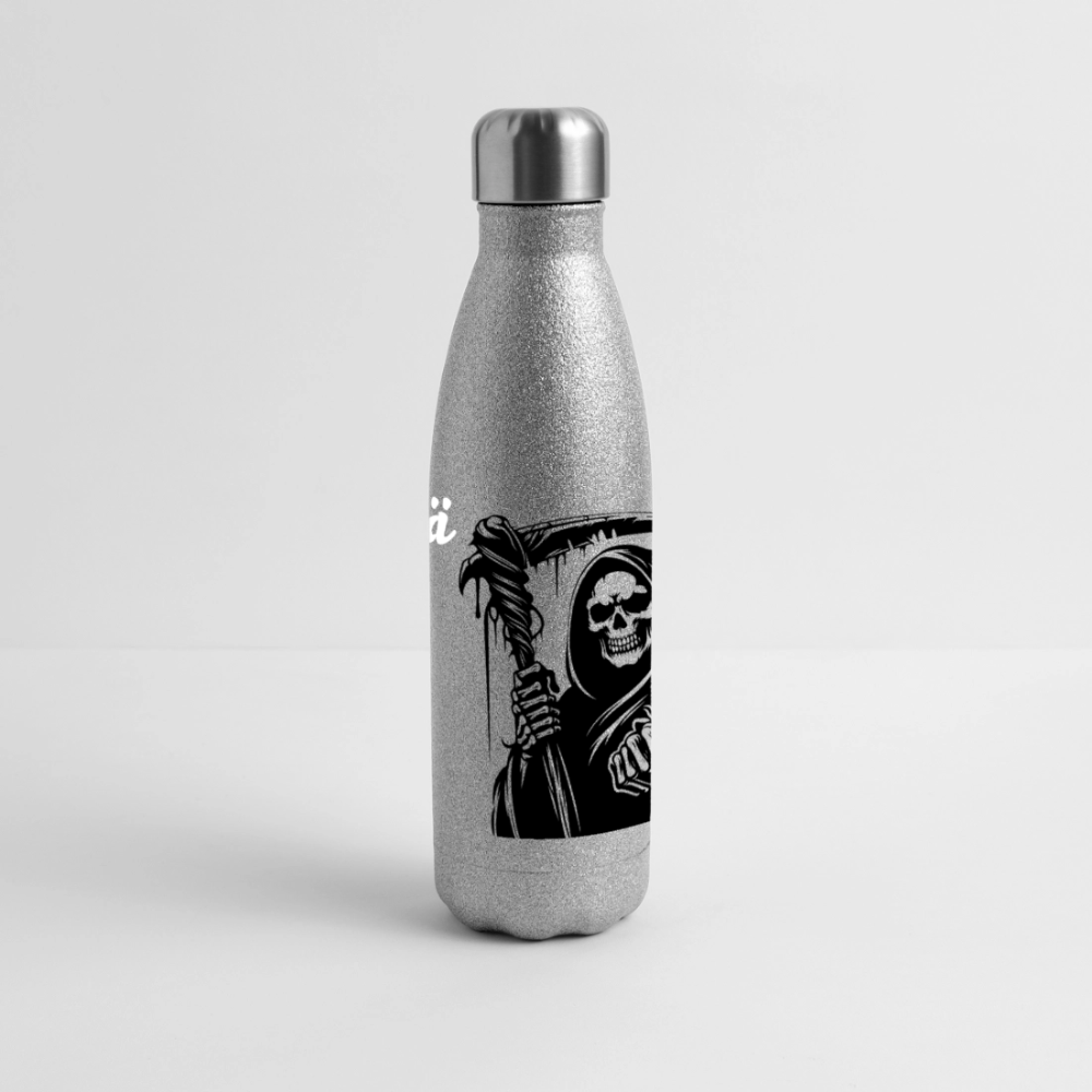 Glitter-termospullo ruostumattomasta teräksestä viikatemies - hopeakimalle