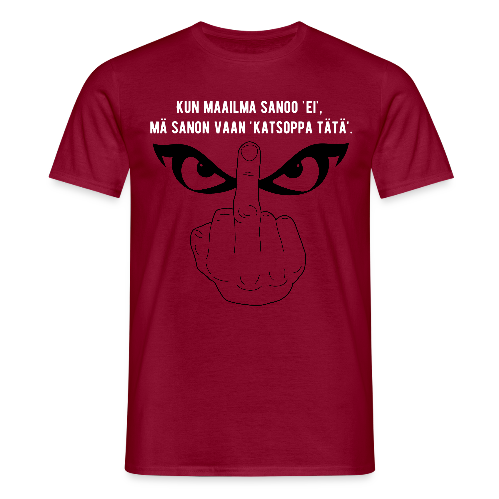 Miesten t-paita - keskisormi - tiilenpunainen
