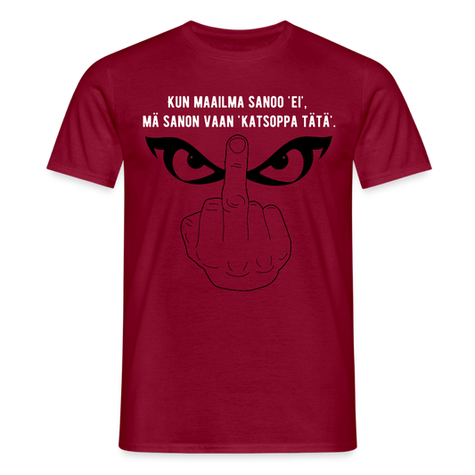 Miesten t-paita - keskisormi - tiilenpunainen