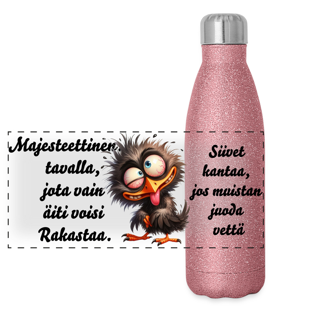 Glitter-termospullo ruostumattomasta teräksestä - pinkki kimalle