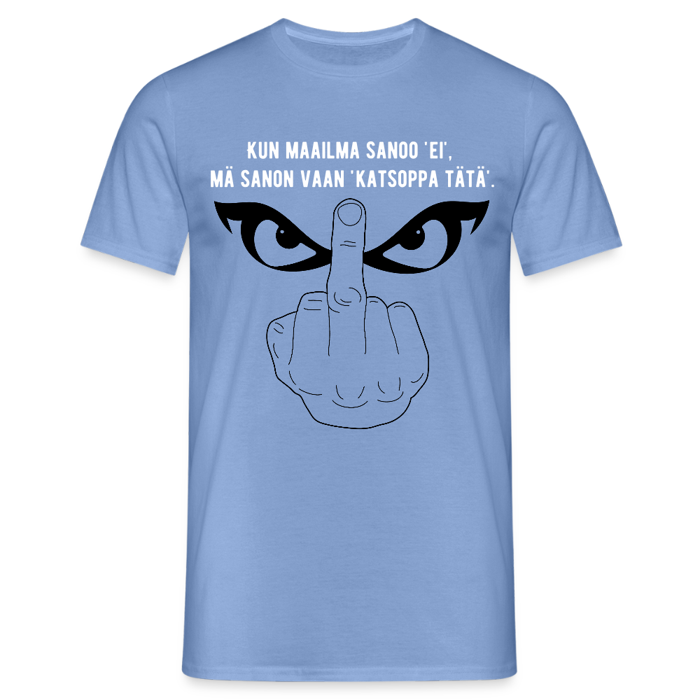 Miesten t-paita - keskisormi - carolina blue