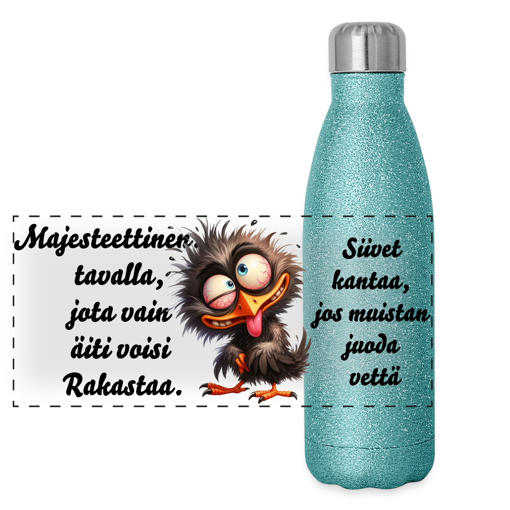Glitter-termospullo ruostumattomasta teräksestä - sininen kimalle