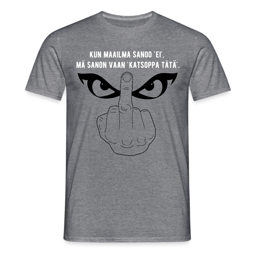 Miesten t-paita - keskisormi - grafiitti-meleerattu