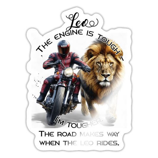 Leijonan karjaisu – Leo Engine Roars -tarra Tarra - valkoinen kiiltävä