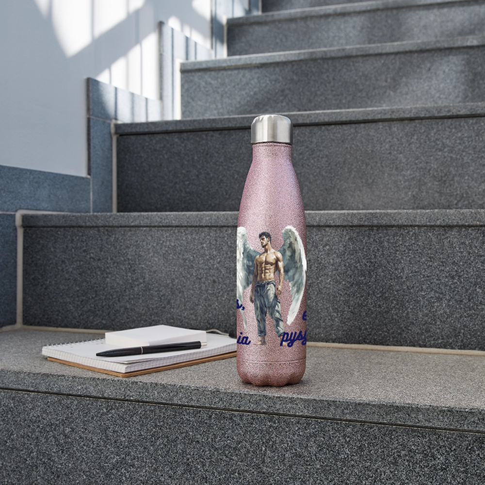 suojelusenkeli Glitter-termospullo ruostumattomasta teräksestä - pinkki kimalle