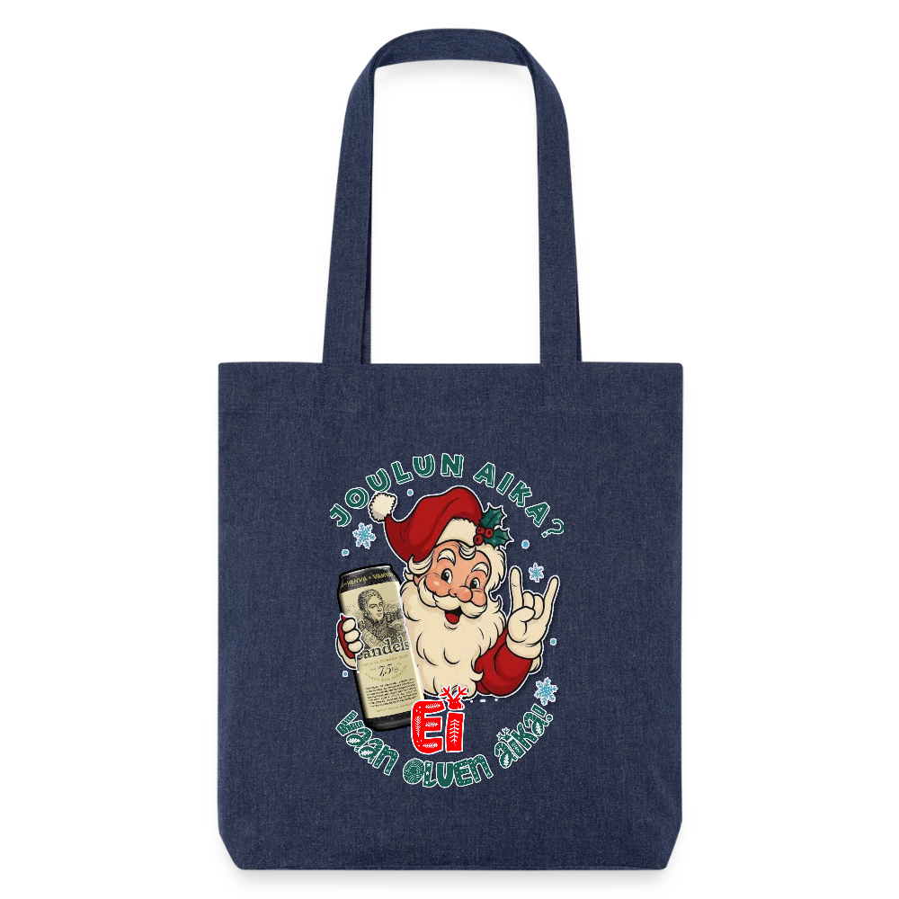 Stanley/Stella heavyweight kierrätetty kangaskassi Joulupukki ja Sandels, kalja ei jätä ketään kylmäks - melanssinsininen