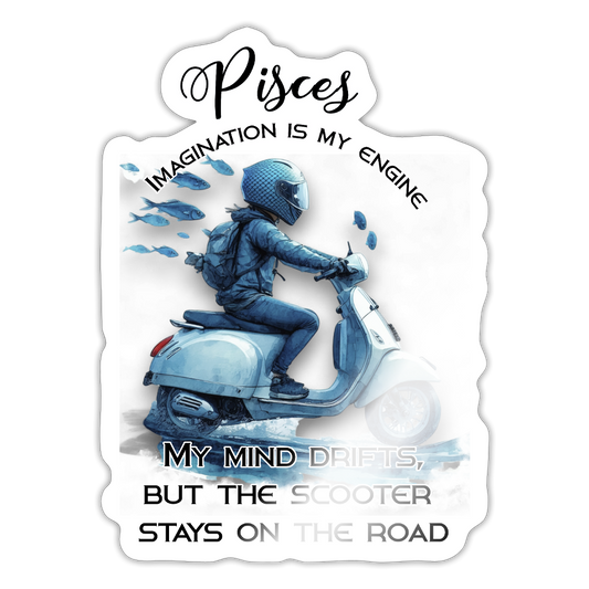 sininen skodu kalatarra motoristille – horoskooppi ja skootteri samassa - Tarra - valkoinen kiiltävä