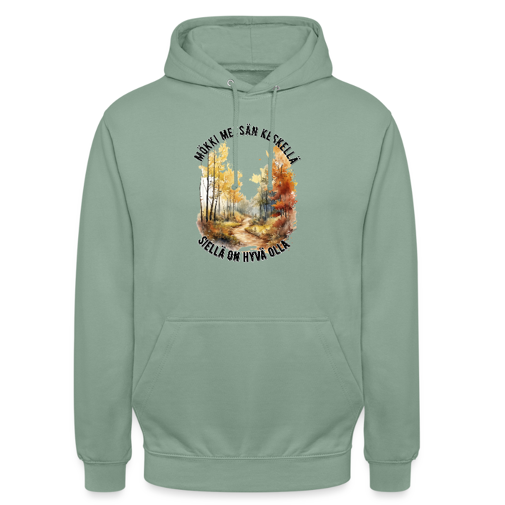 Huppari ”unisex” mökki metsän keskellä - harmaanvihreä
