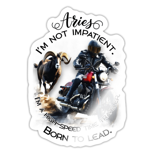 Aries Oinas - motoristin horoskooppitarra, ei mikään hiton odottelija! Tarra - valkoinen kiiltävä