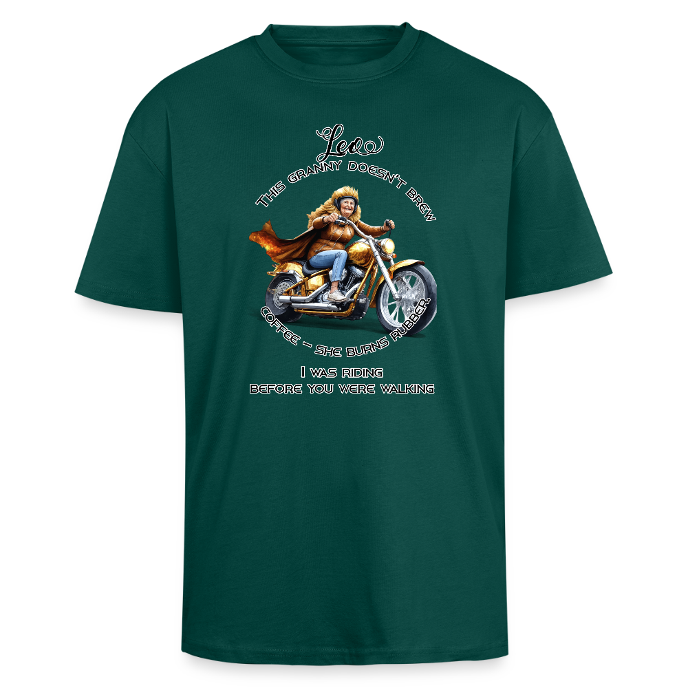 leijona mummo ei keitä kahvia - Paksu Oversized T-paita - hunter green