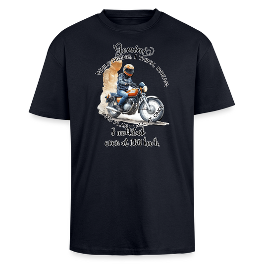 kaksoset multitaskaa - Paksu Oversized T-paita - laivastonsininen