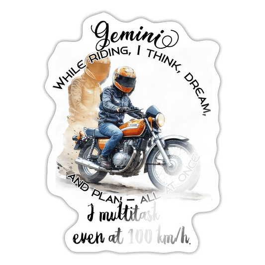 TÄÄ ON KAKSOSTEN AIKAA – GEMINI HOROSKOOPIN VINYYLITARRA Tarra - valkoinen kiiltävä