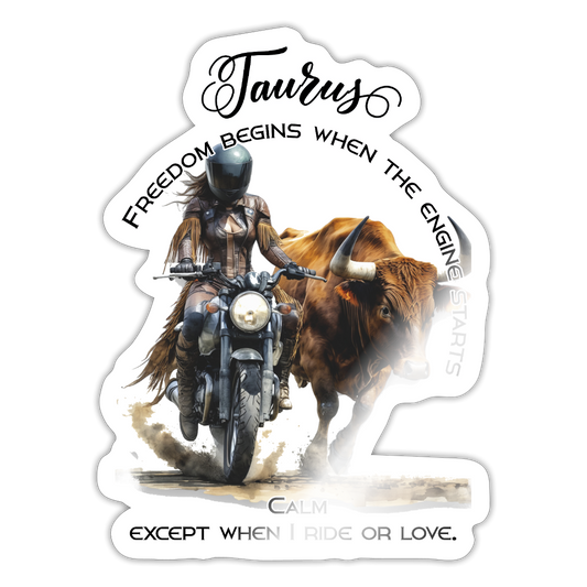 TAURUS-MIMMIN BIKE-TARRA, JOKA EI KYSY LUPAA EIKÄ JÄTÄ JÄLKIÄ Tarra - valkoinen kiiltävä